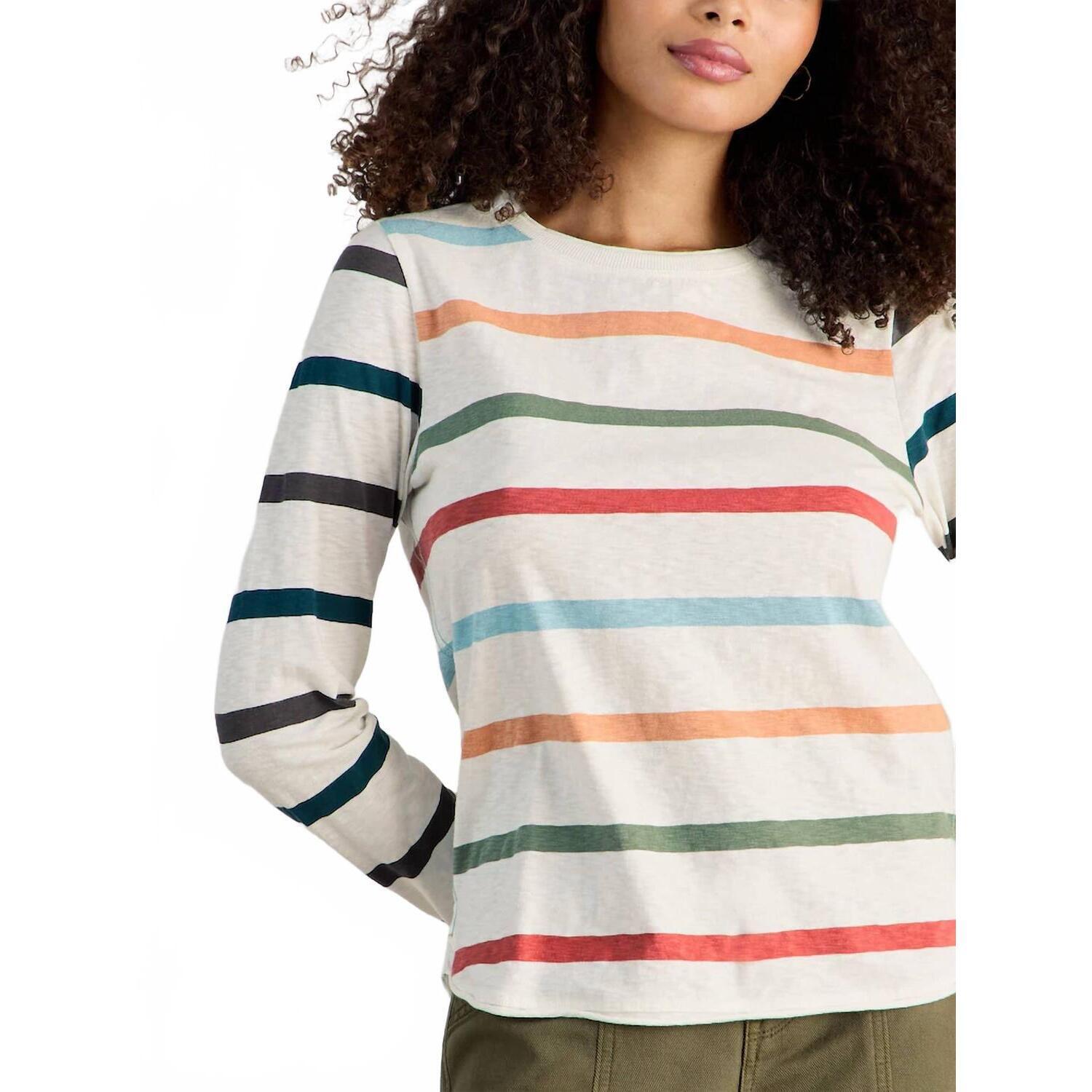 New White Stuff Clara Long Sleeve Stripe Tee In Ivory Multi